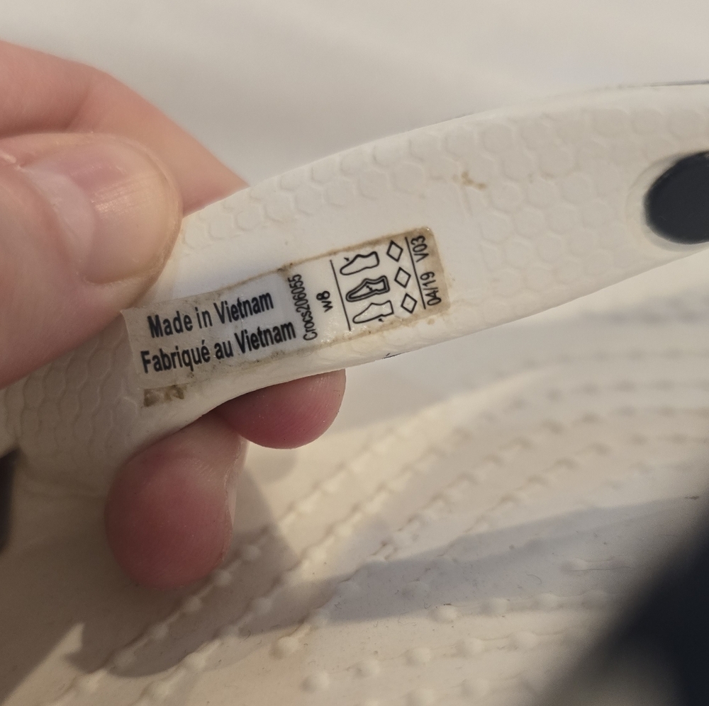 Crocs Womens Kadee II Flip Flops White Anchor Print Size 8 - Picture 3 of 10